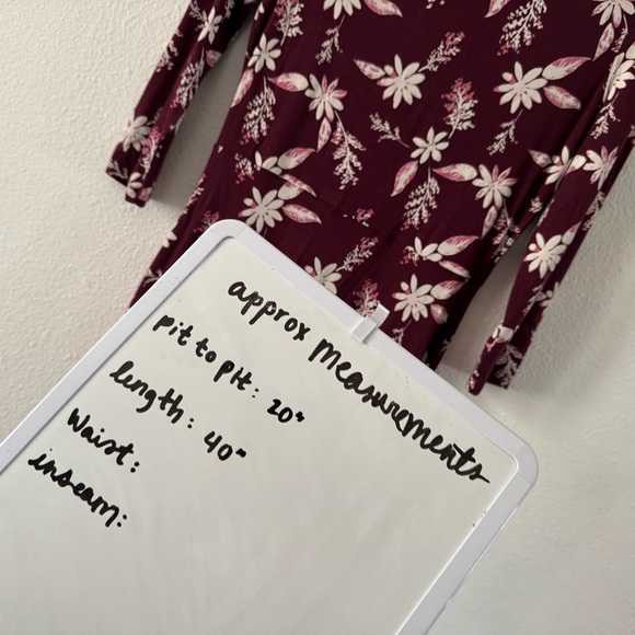 DIP S New Nomad Maroon Floral Midi Dress Cottagecore Boho Feminine Fall - Picture 8 of 10